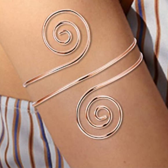 Rose Gold Swirl Upper Arm Cuff Armlet Bracelet - Picture 3 of 6